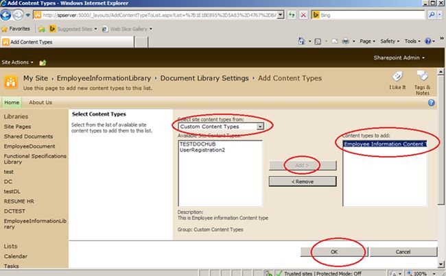 Add from existing site content types